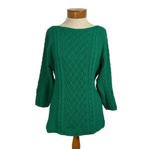Jeanne Pierre Green Cable Knit Sweater Women's Size Large